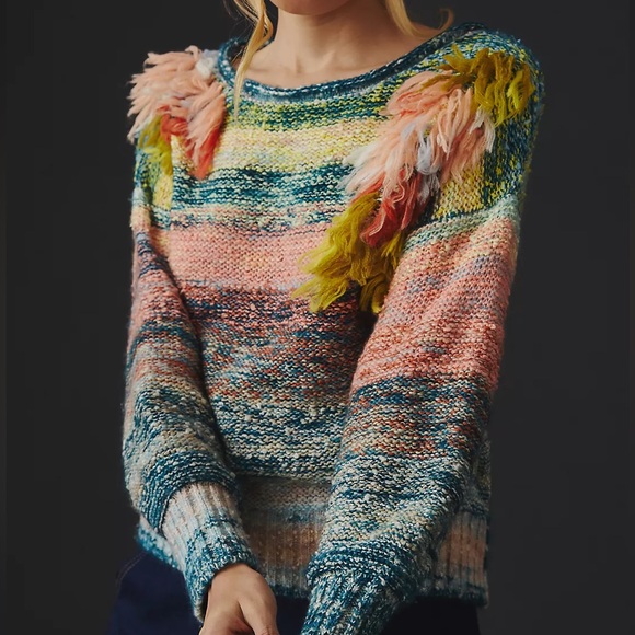 Anthropologie Embellished Ombre Sweater RARE Sold out NWT $198 - Picture 1 of 5